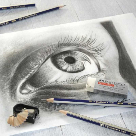 Set 6 creioane grafit Goldfaber + radieră și ascuțitoare