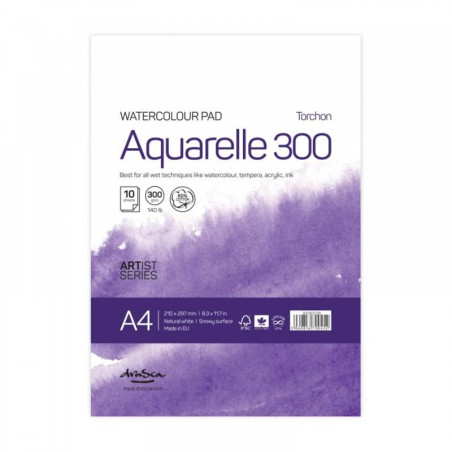 Bloc acuarelă A4 Drasca Aquarelle Torchon 300g/mp 60% bumbac