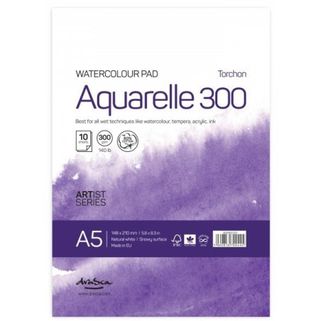 Bloc acuarelă A5 Drasca Aquarelle Torchon 300g/mp 60% bumbac
