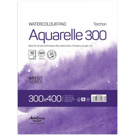 Bloc acuarelă A3  Aquarelle Torchon 300g/mp  60% bumbac