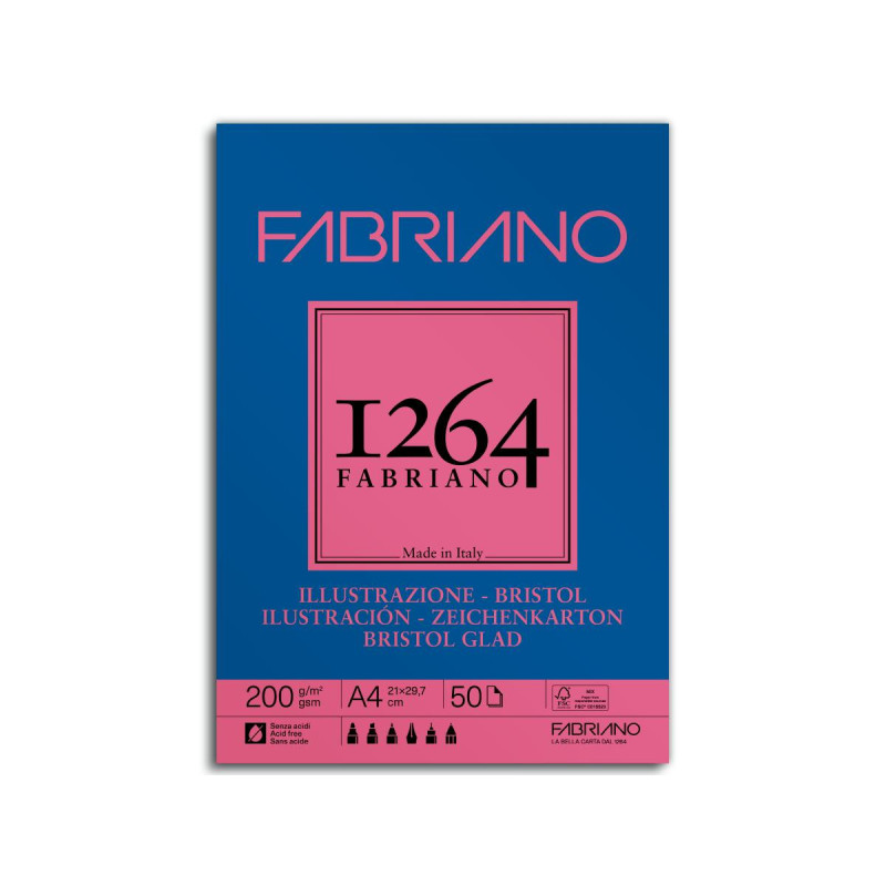 Bloc desen Fabriano 1264 Bristol A4 200 g/mp 50...
