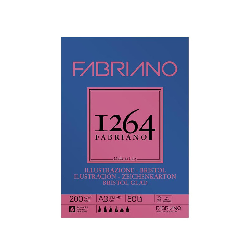 Bloc desen Fabriano 1264 Bristol A3 200 g/mp 50...