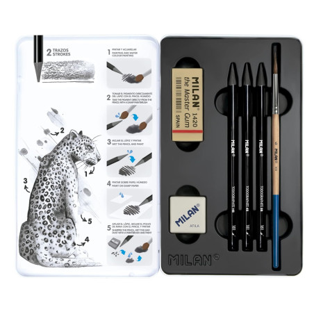 Set grafit acuarelabil Milan Todographite 6 piese HB–8B