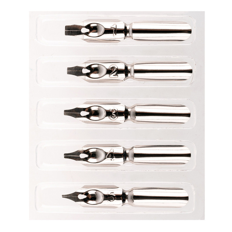 Set 5 penițe caligrafie plate Koh-I-Noor nr. 1–5