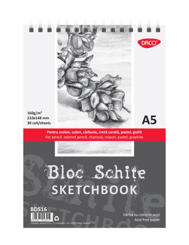 Bloc A5 schițe 160 gr 30 file DACO