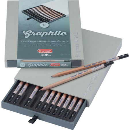 Set 12 creioane grafit Bruynzeel Design Graphite Pencil Box