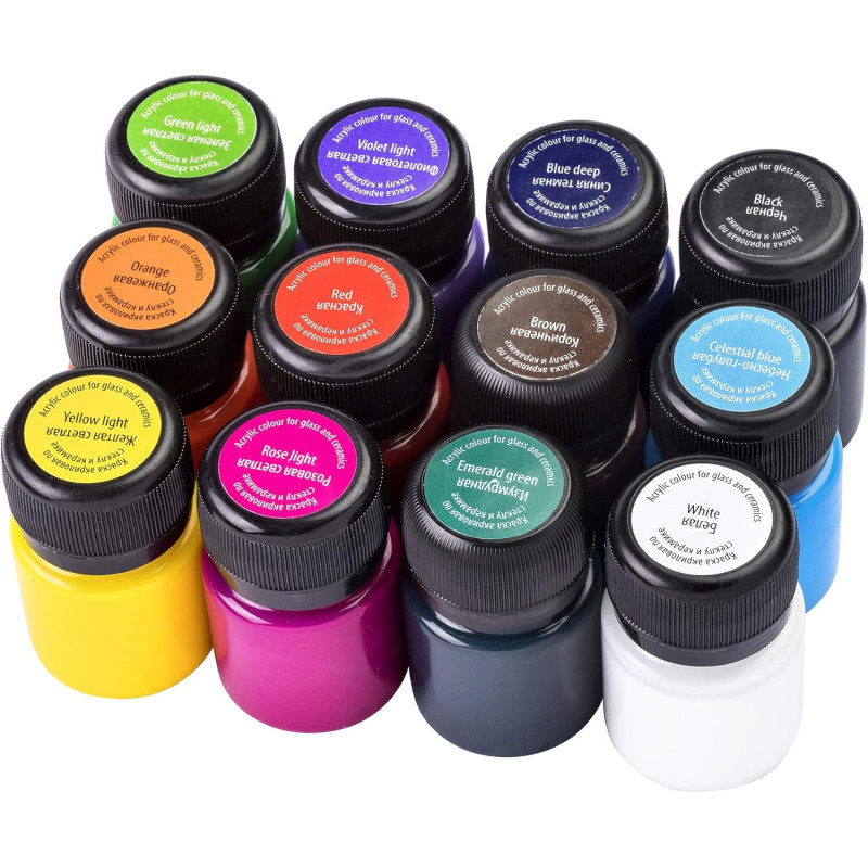 Set 12 culori sticlă și ceramică Decola 20 ml –...