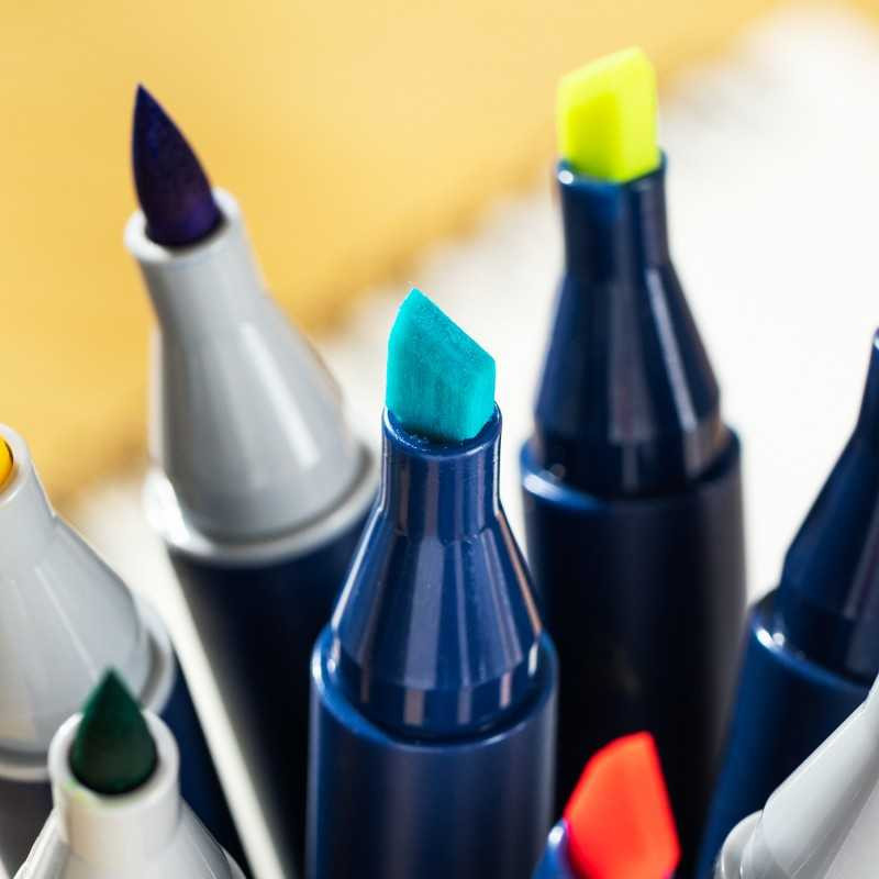 Set 60 markere sketching dual brush si vârf lat...