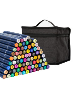 Set 60 markere sketching dual brush si vârf lat Deli