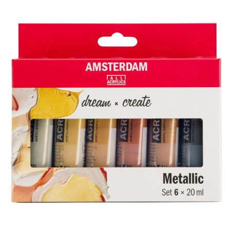 Set culori acrilice Amsterdam 20 ml Metallic 6 bucăți