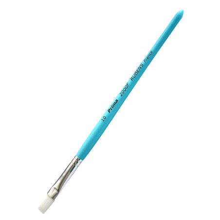 Pensulă lată Rubens 2000F fir sintetic fibre albe mâner scurt