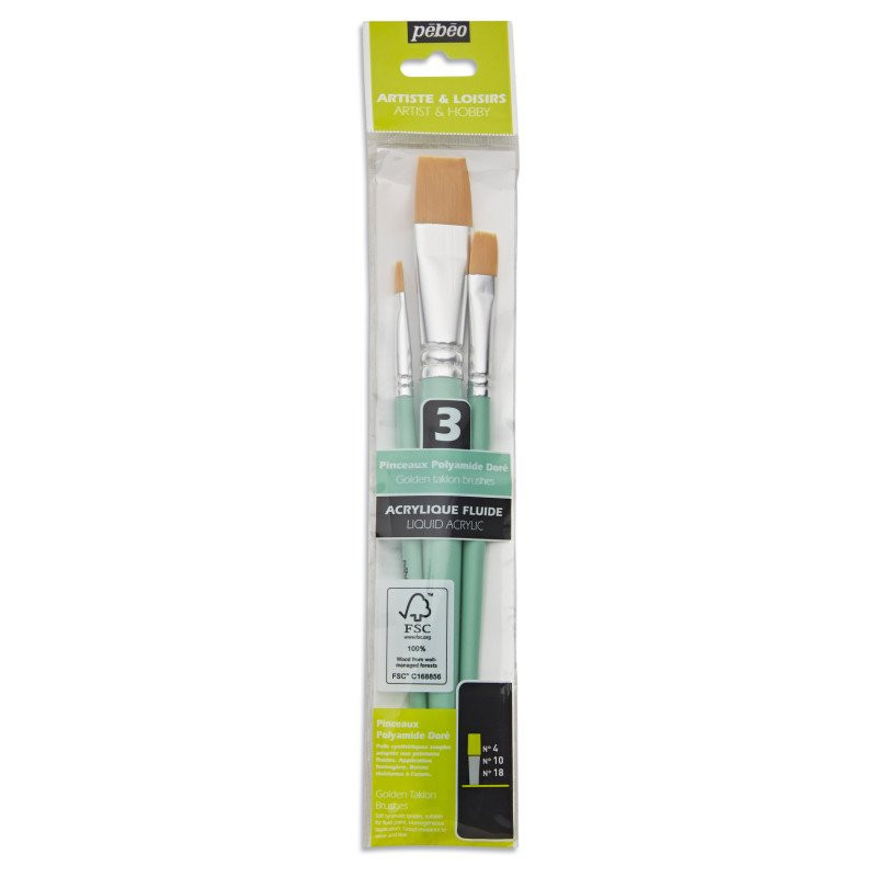 Set 3 pensule late PEBEO fir sintetic mâner scurt