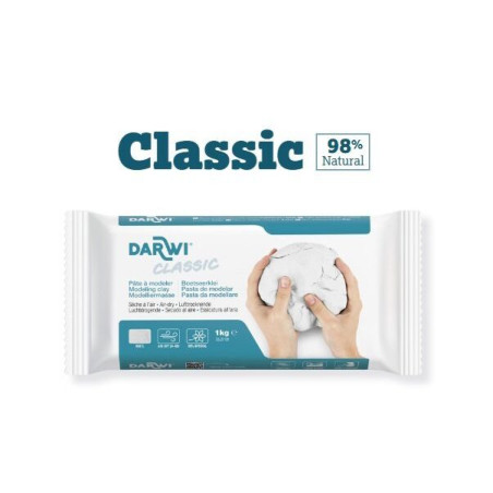 Pasta de modelat cu uscare la aer Darwi Classic alba 1 kg