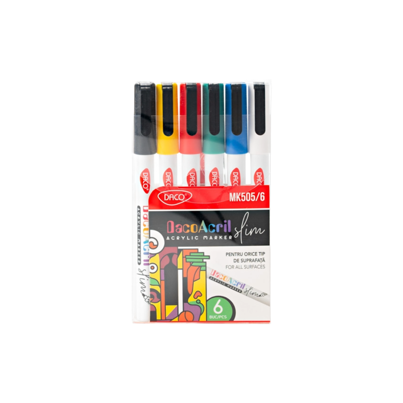 Set 12 markere acrilice slim 2 mm culori...