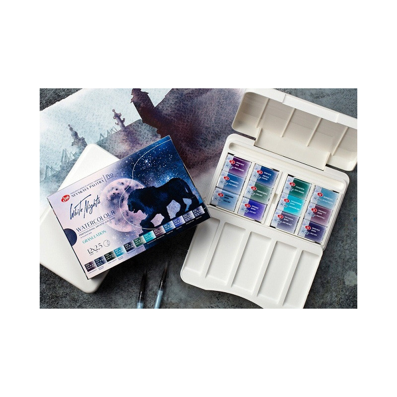 Set 12 acuarele granulație White Nights 2.5 ml