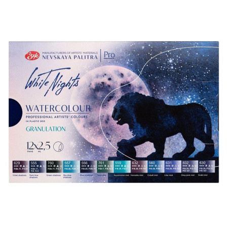 Set 12 acuarele granulație White Nights 2.5 ml