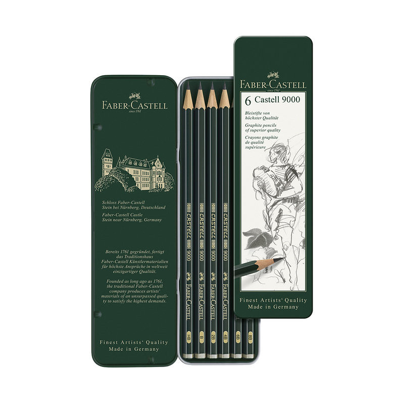 Set 6 creioane grafit Faber-Castell 9000 HB–8B...