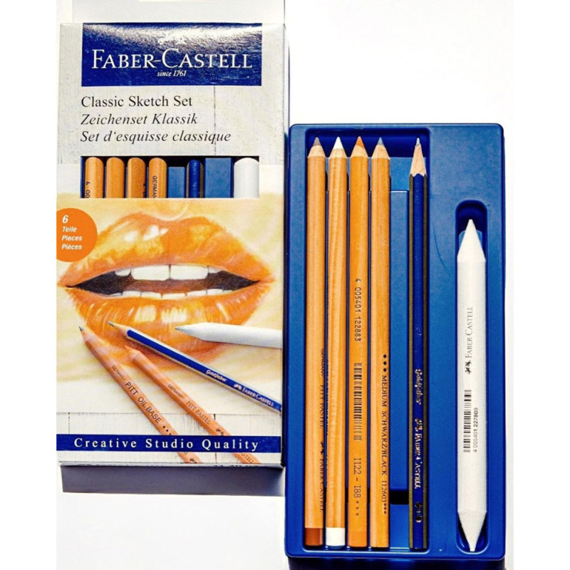 Set desen 6 piese pentru schițe Faber-Castell Pitt