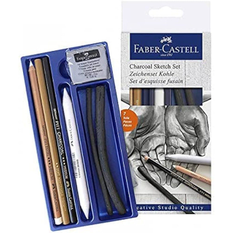 Set desen cărbune Faber-Castell 7 piese Pitt