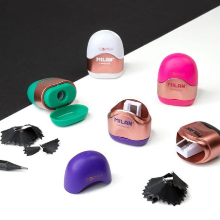 Ascuțitoare cu recipient Milan Copper pentru creioane subțiri