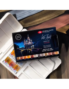 Set acuarele White Nights metalice & pastel 12 culori 2