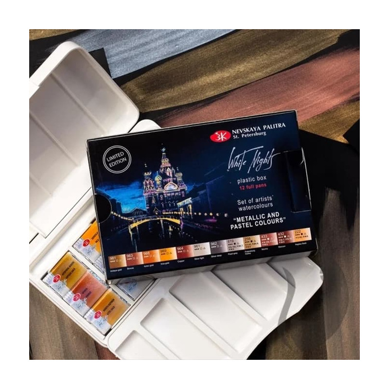 Set acuarele White Nights metalice & pastel 12...