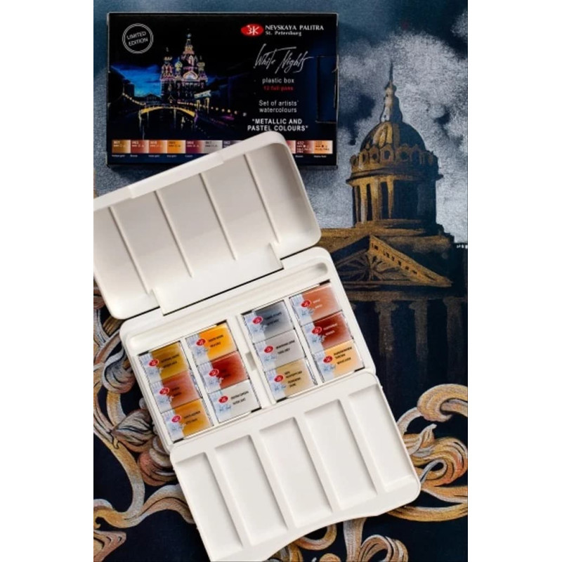 Set acuarele White Nights metalice & pastel 12...