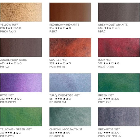 Set acuarele White Nights Natural Earth granulație 12 culori