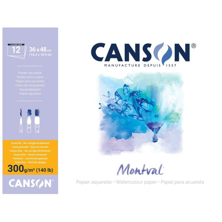 Bloc acuarela Canson Montval 36 x 48 cm 300 g/mp 12 file