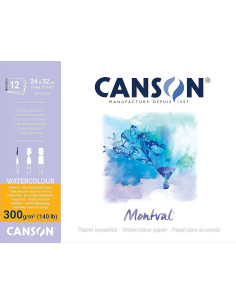 Bloc acuarela Canson Montval 24 x 32 cm 300 g/mp 12 file