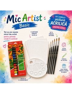 Set complet pictură acrilică pentru copii Mic Artist Basic