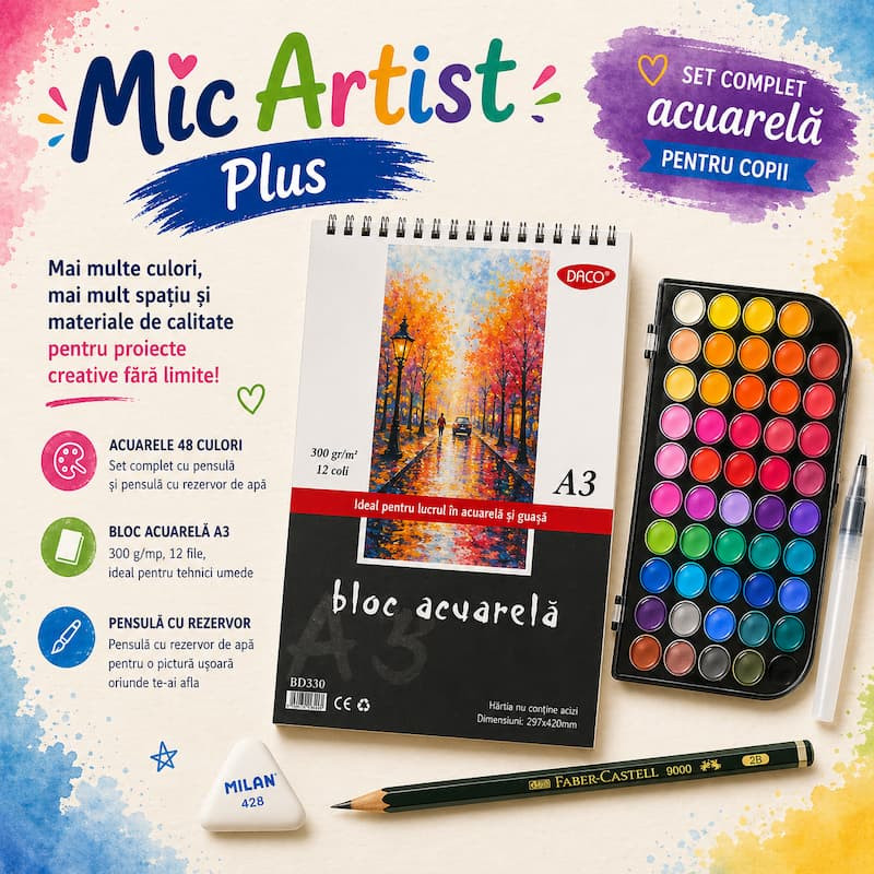 Set complet acuarelă pentru copii Mic Artist Plus