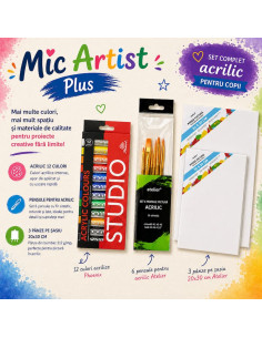Set complet pictură acrilică pentru copii Mic Artist Plus