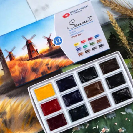 Set 12 acuarele Sonnet Plenair 2.5 ml