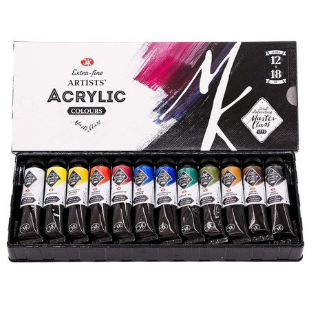 Set culori acrilice extrafine Masterclass 12 x 18 ml