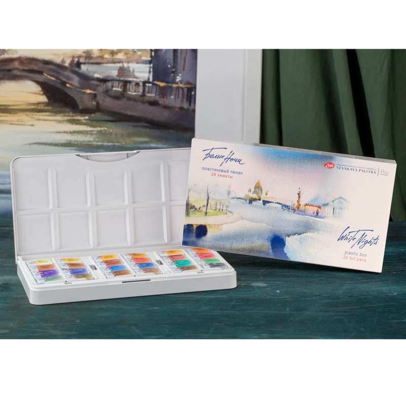 Set 24 acuarele White Nights 2.5 ml cutie plastic