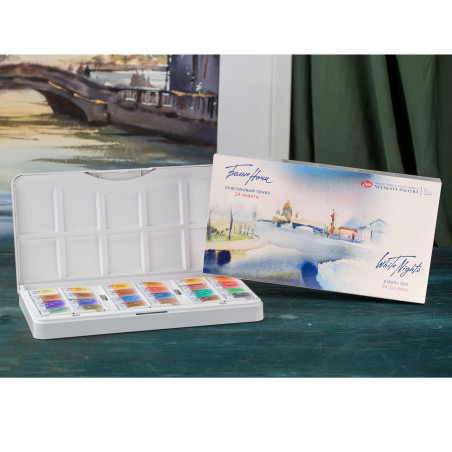 Set 24 acuarele White Nights 2.5 ml cutie plastic