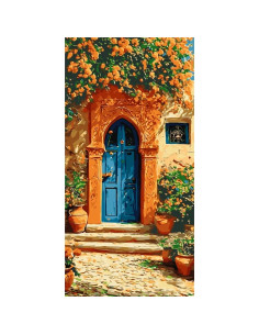 Pictura pe numere 60x80 cm, Poartă albastră mediteraneană