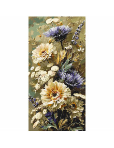 Pictura pe numere 60x80 cm, flori albe si mov