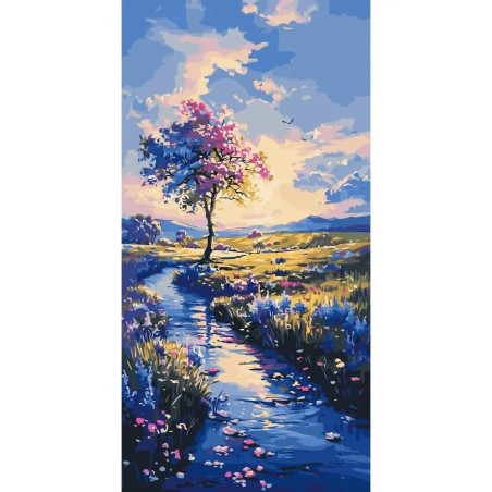 Pictura pe numere 40x80 cm, apus de soare