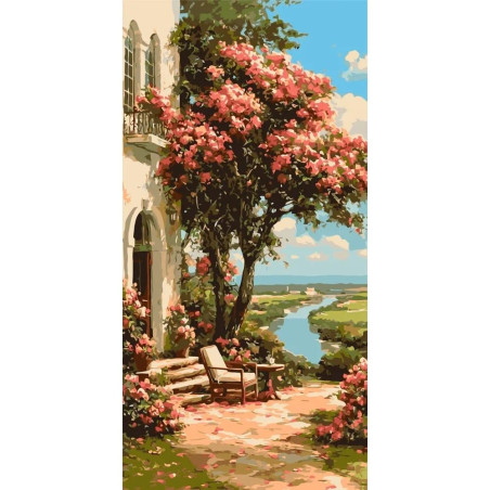 Pictura pe numere 60x80 cm, copac inflorit