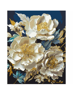 Pictura pe numere 40x50 cm, flori aurii ( culori metalizate)