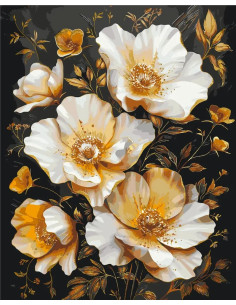 Pictura pe numere 40x50 cm, trandafiri salbatici