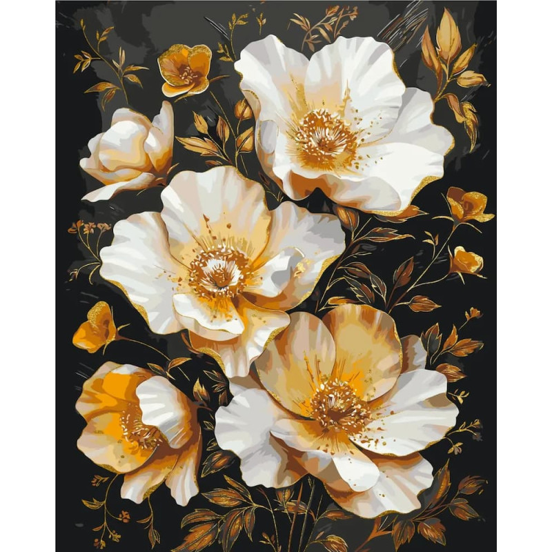 Pictura pe numere 40x50 cm, trandafiri salbatici