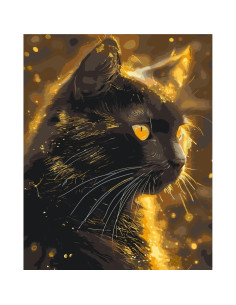 Pictura pe numere 40x50 cm, pisica neagra ( culori...