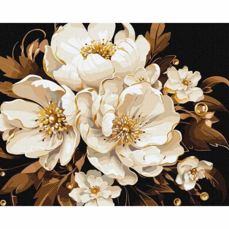 Pictura pe numere 40x50 cm, flori diafane