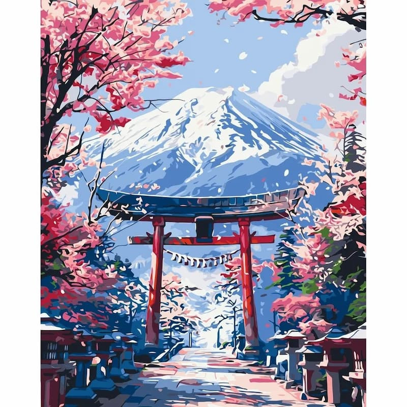 Pictura pe numere 40x50 cm, peisaj din Japonia