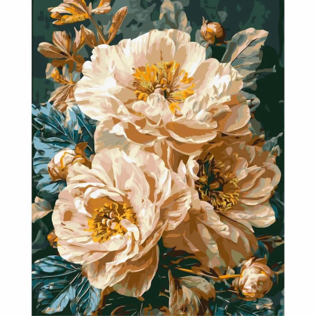 Pictura pe numere 40x50 cm, un buchet de flori ( culori metalizate)