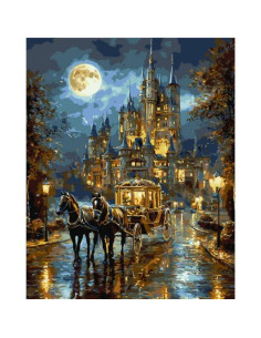 Pictura pe numere 40x50 cm,castelul cu trasura