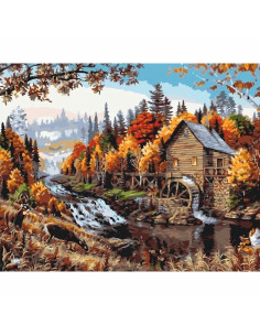Pictura pe numere 40x50 cm, moara din padure